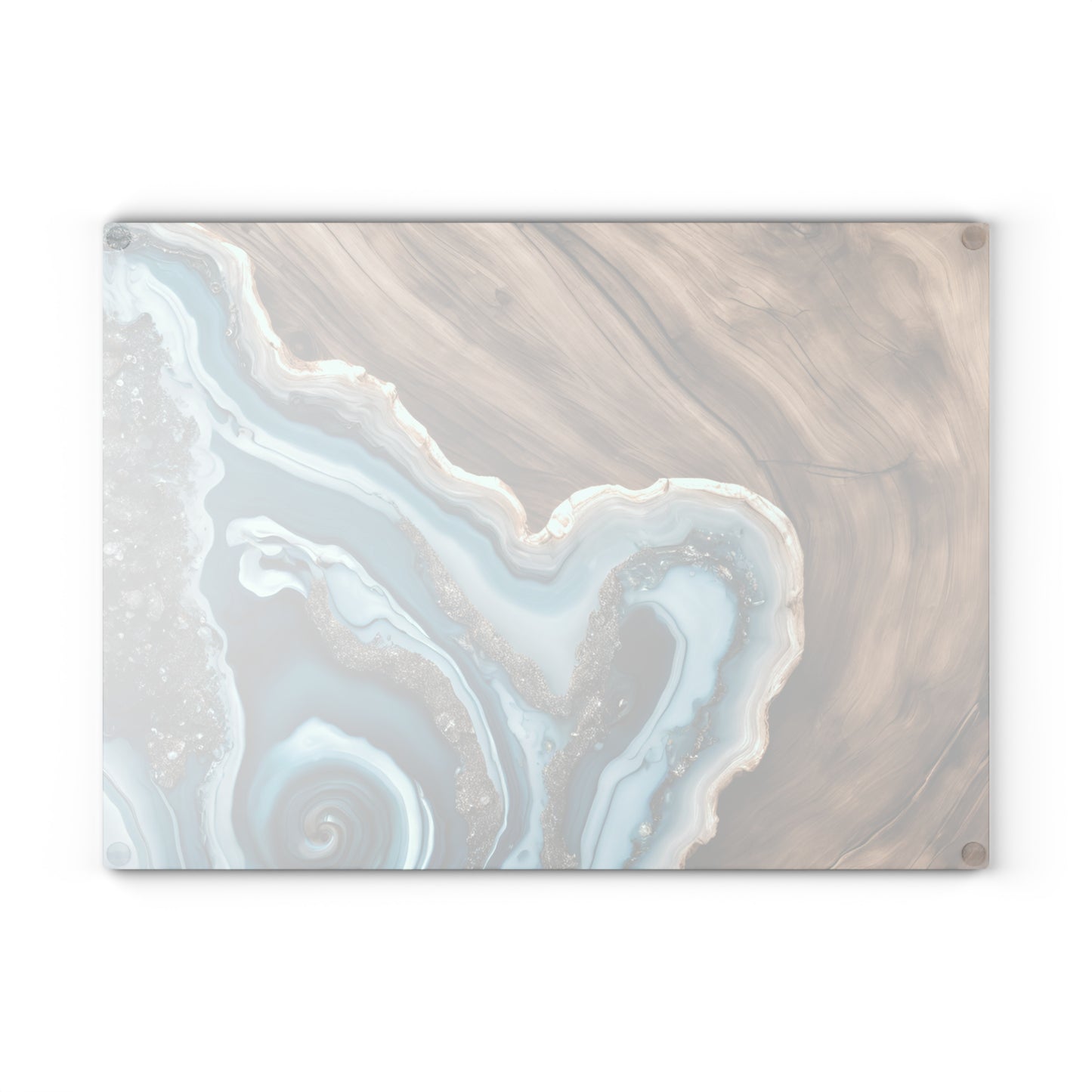 Kitchen Decor Glass Wood-look Image Nature Lover Cutting Board Serving Tray Home Cook Gift Colorful Glass Geode-inspired Charcuterie Board