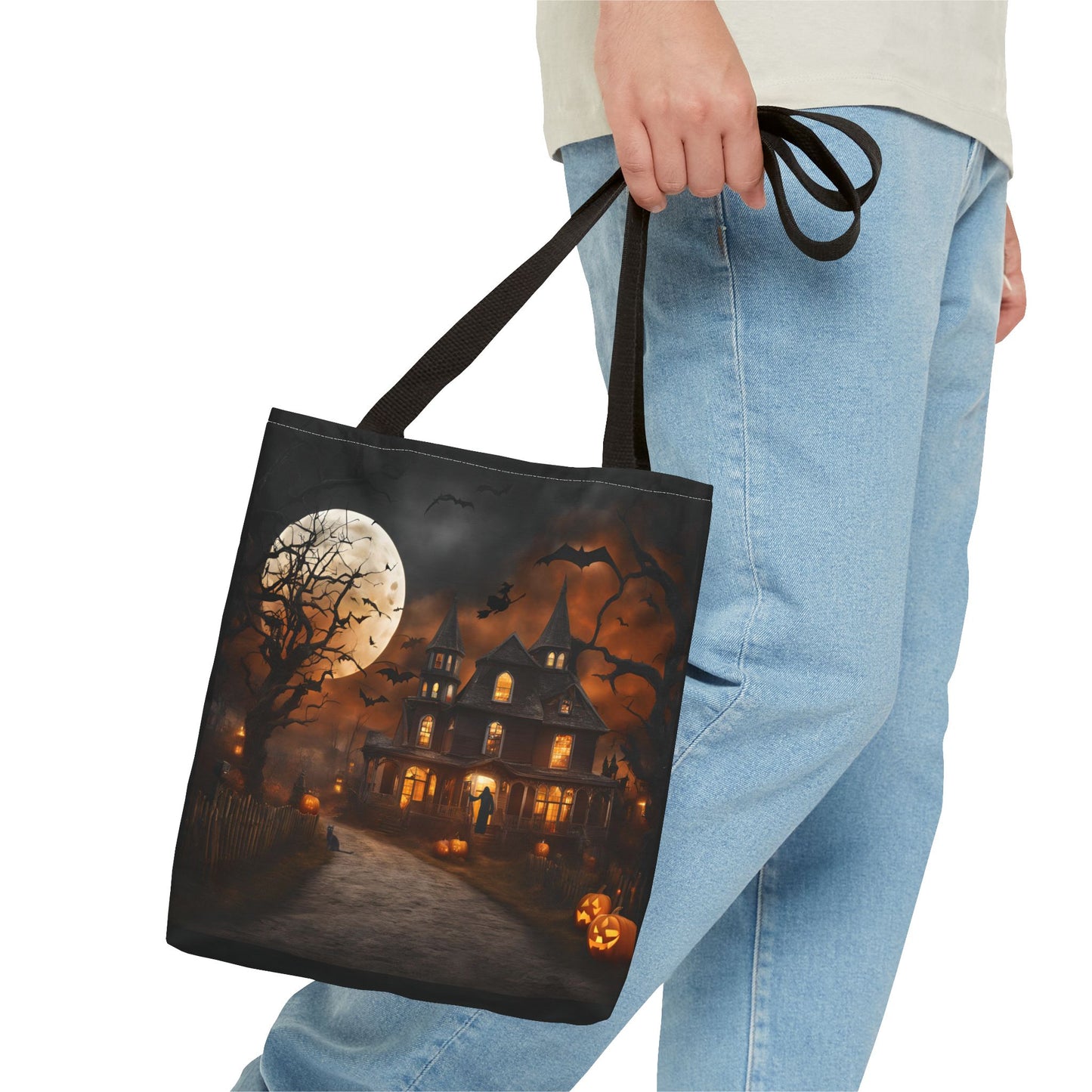 Halloween Haunted House Tote Bag | Carryall | Shopping Bag | Pumpkin | Autumn | Trick or Treat | Candy Bag |