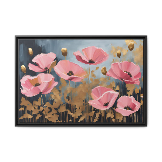 Poppy Print Floral Design Unique Framed Canvas Print Wall Art Flower Lover Gift Nature Gift Wildflower Contemporary Decor 3 frame colors