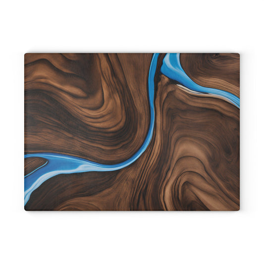Kitchen Decor Glass Wood-look Image Nature Lover Cutting Board Serving Tray Home Cook Gift Colorful Glass Charcuterie Board