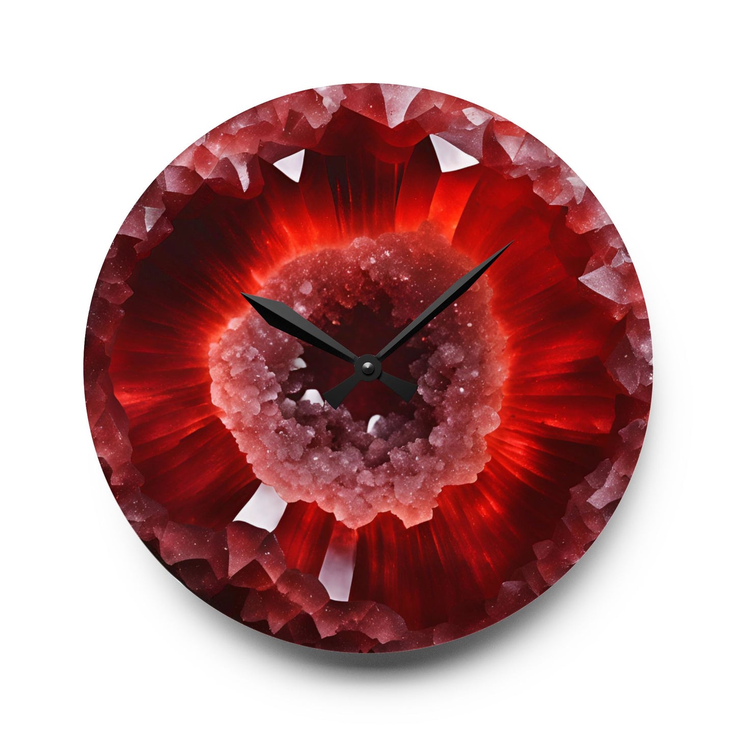 Red Amethyst Quartz Crystal Geode Unique Design Acrylic Wall Clock Agate Crystal Lover Gemologist Gift Nature Lover Rock Gift