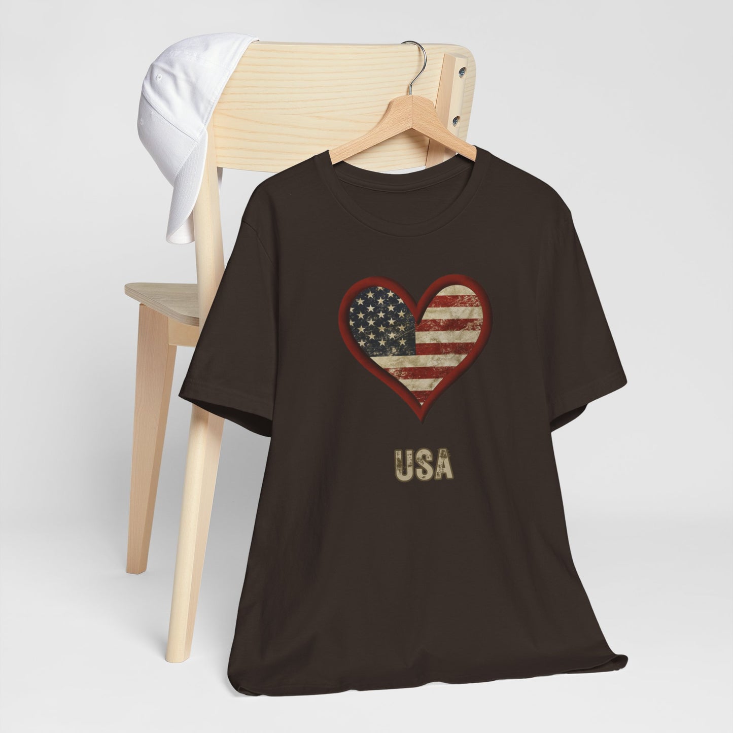 Flag and Heart T-shirt | Patriotic | Americana | Unisex | USA