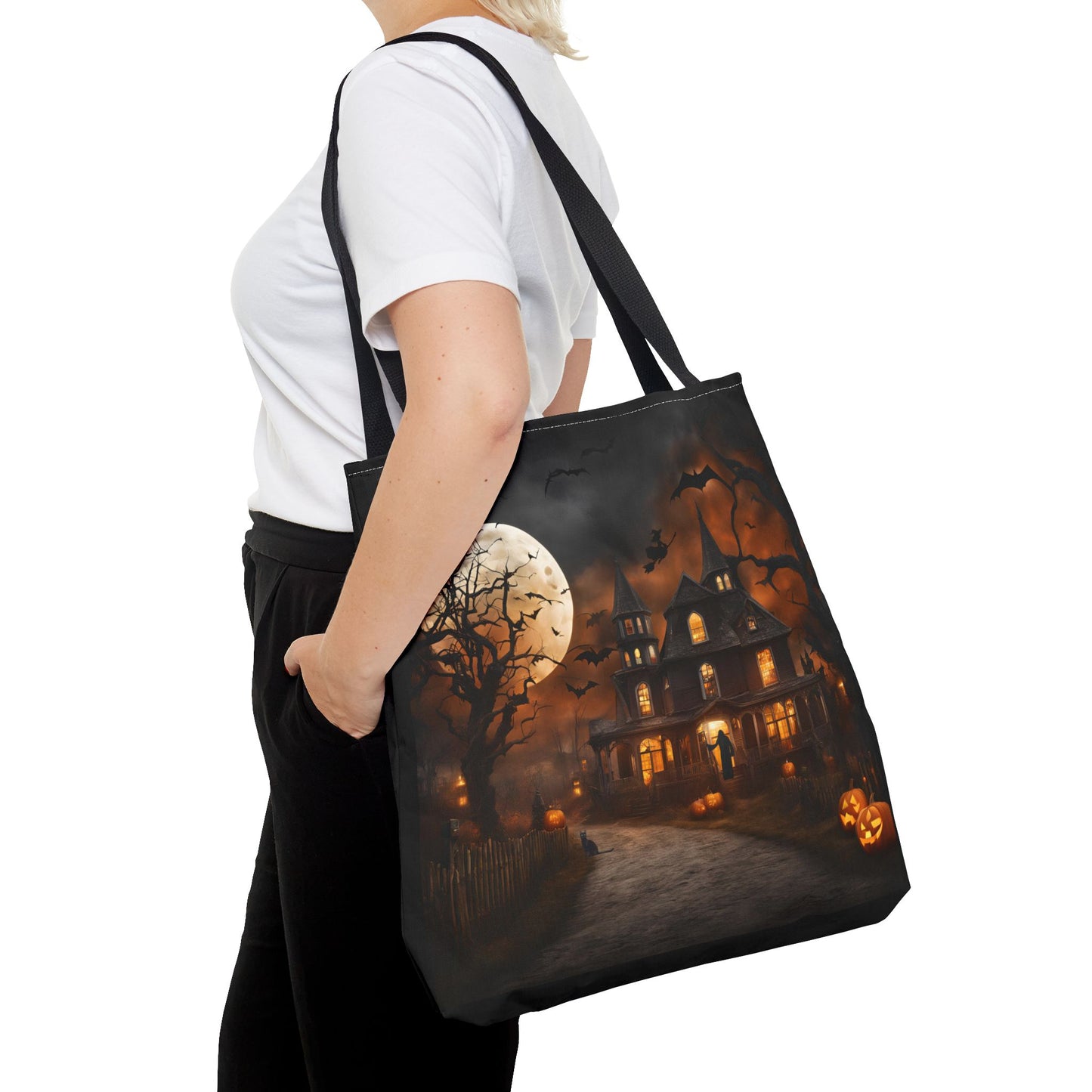 Halloween Haunted House Tote Bag | Carryall | Shopping Bag | Pumpkin | Autumn | Trick or Treat | Candy Bag |