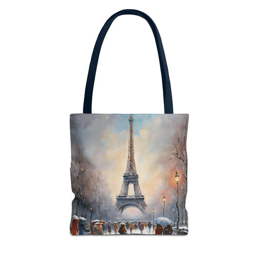 Eiffel Tower Tote Bag Winter in Paris Shopping Bag Cottage Core Gift Bag World Traveler Christmas Gift