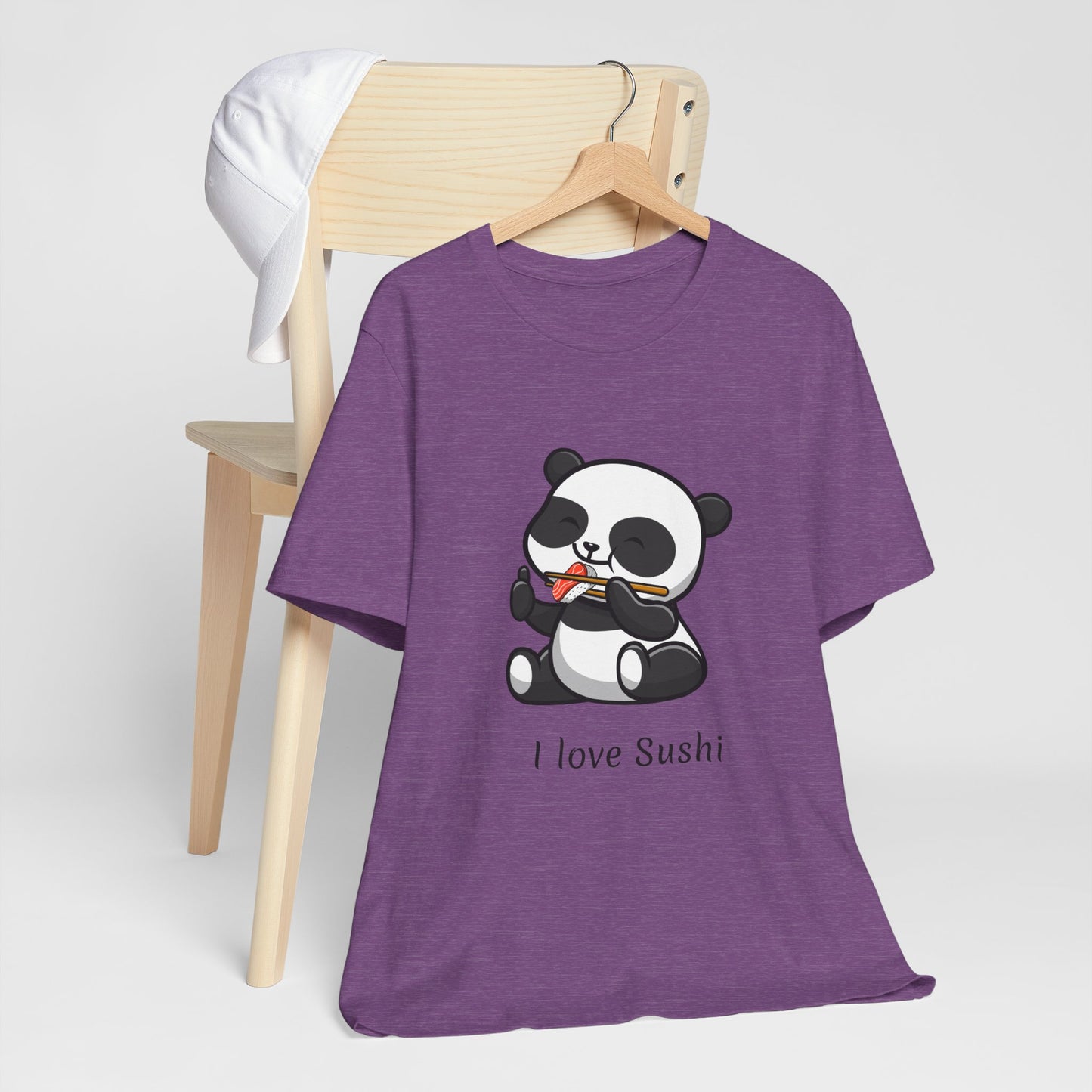 I Love Sushi T-shirt | Funny | Panda Bear | Unisex | Foodie | Culinary | Cute