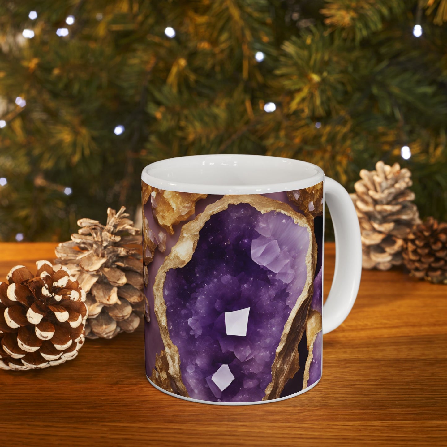 Purple and Gold Amethyst Design Geode Coffee Tea Mug Boho Gemologist Gift for Her Nature Lover Gift Geology Marble Agate Rock Lover Gift