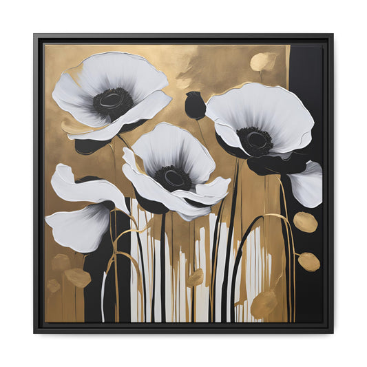 Modern Poppies Print Floral Design Unique Framed Canvas Print Wall Art Flower Lover Gift Nature Lover Gift Wildflower Decor 3 frame colors
