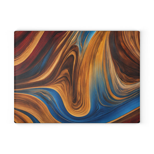 Kitchen Decor Glass Wood-look Image Unique Nature Lover Cutting Board Serving Tray Home Cook Gift Colorful Glass Charcuterie Board