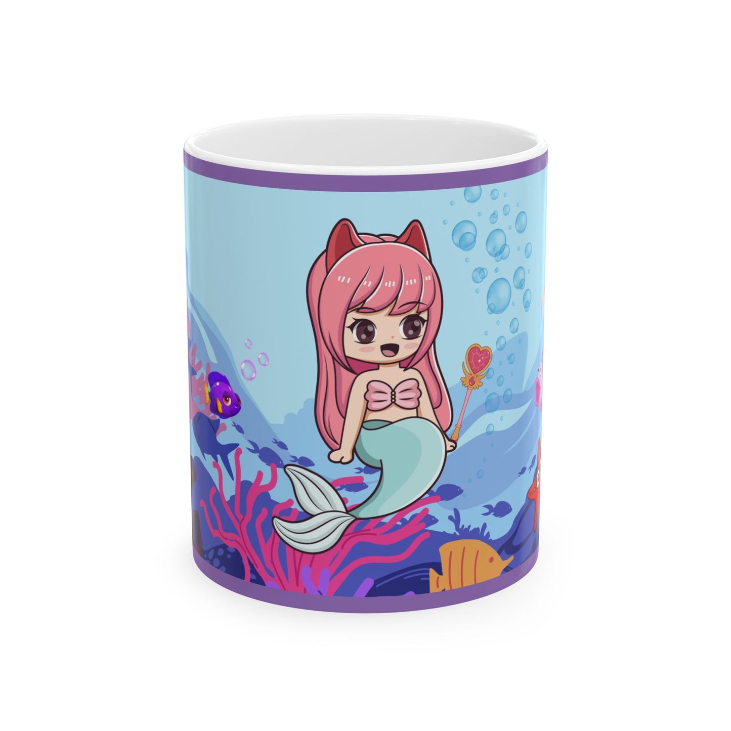 Cute Kitty Mermaid Underwater Anime Design Coffee Tea Mug Gift