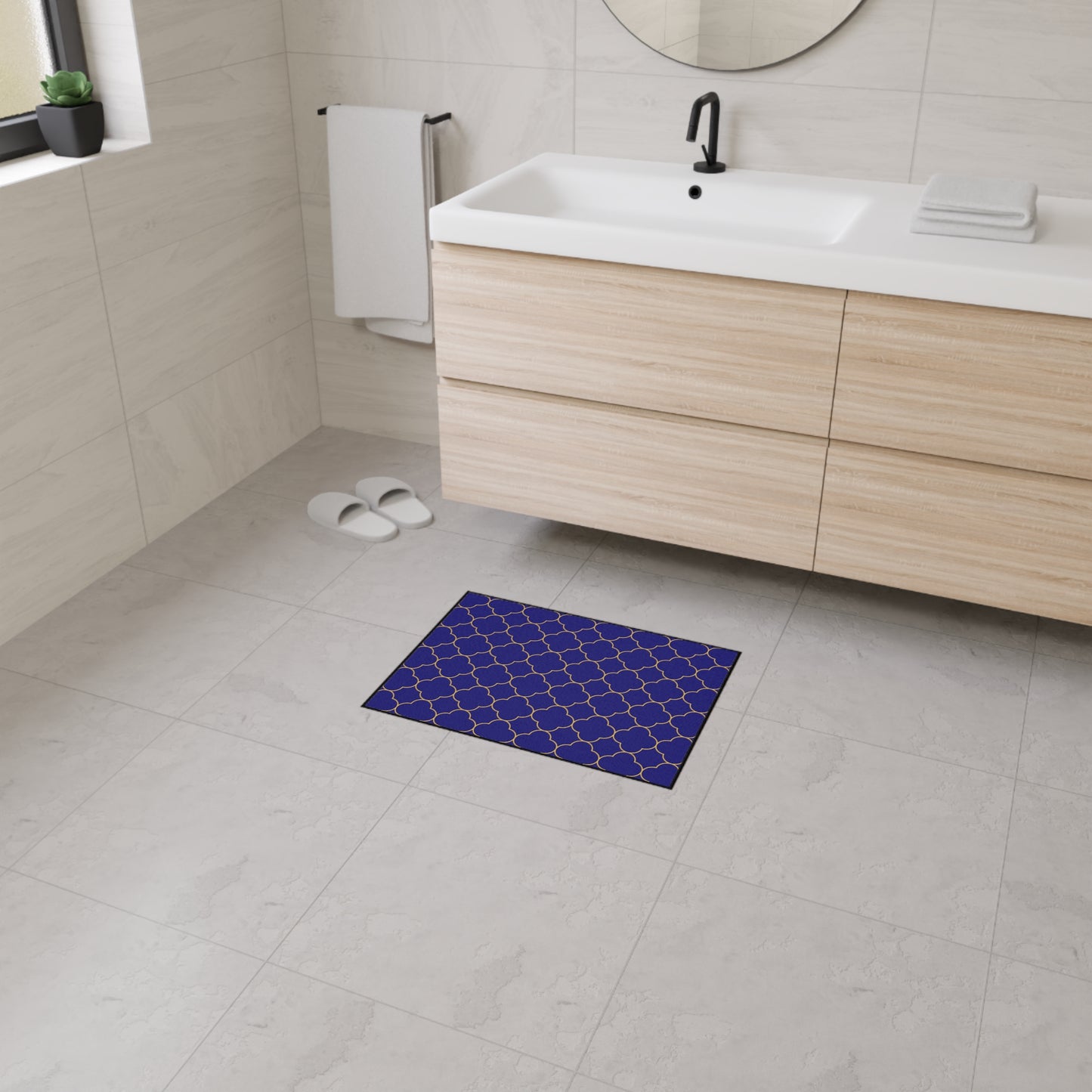 Decorative Heavy Duty Non-Slip Floor Mat Stylish Design Perfect for Entryway Kitchen Décor Blue Geometric Design Blue Rug Bathroom Mat