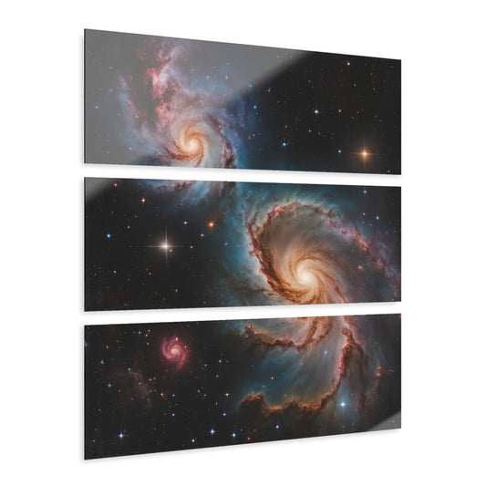 Celestial Deep Space Galaxy Design Triptych Acrylic Print Wall Art Unique Alternate Universe Decor Stargazer Cosmic Gift