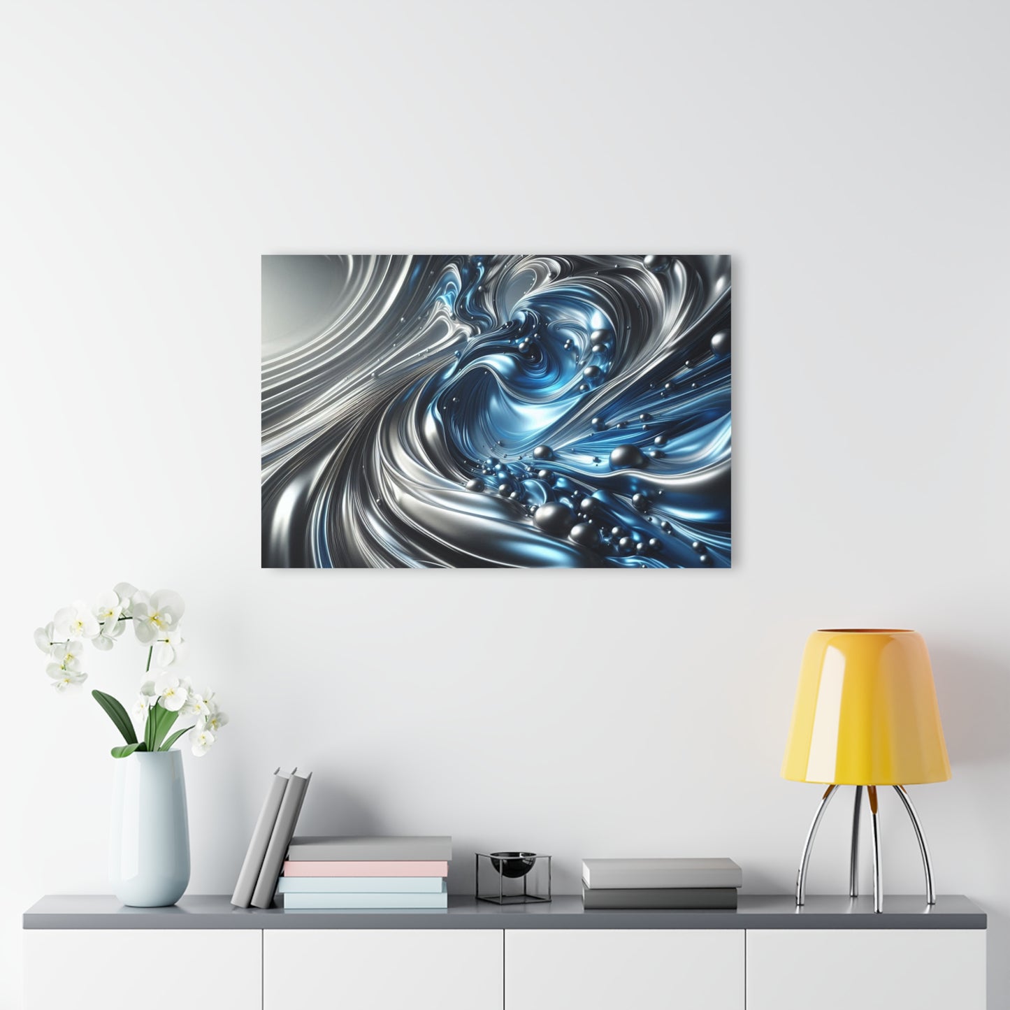 Large Modern Acrylic Print with French Cleat Liquid Metal Waves Design Wall Art Gift Outdoors Artwork Modern Home Decor