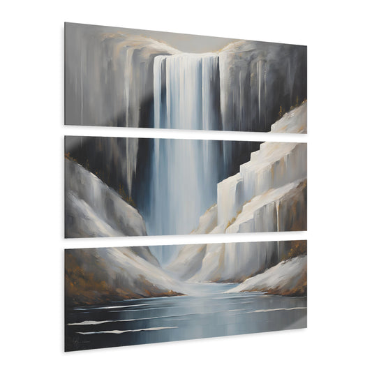 Modern Rushing Waterfall Design Triptych Acrylic Print Wall Art Unique Abstract Style Art Oceanic Print 3-Panel Wall Decor