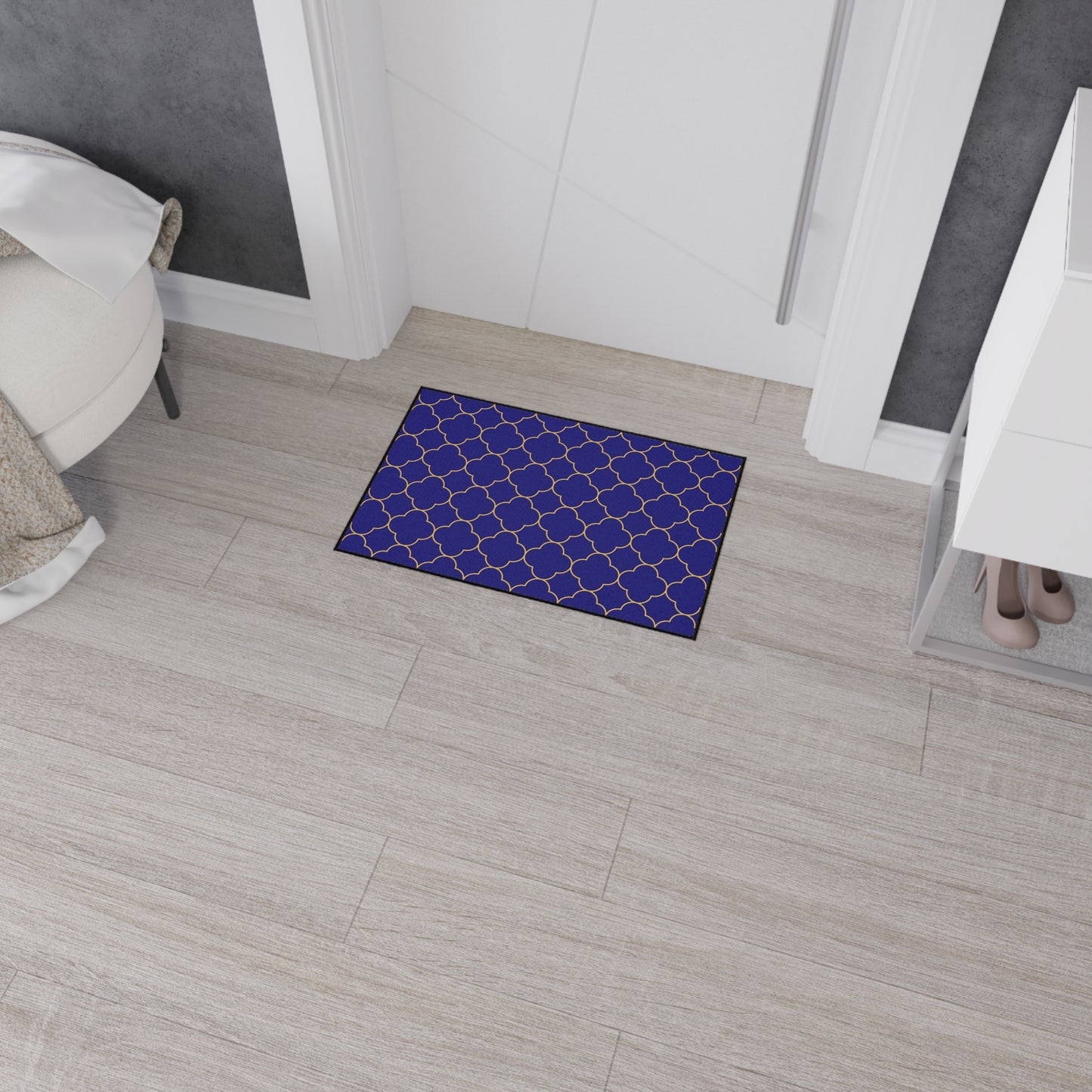 Decorative Heavy Duty Non-Slip Floor Mat Stylish Design Perfect for Entryway Kitchen Décor Blue Geometric Design Blue Rug Bathroom Mat
