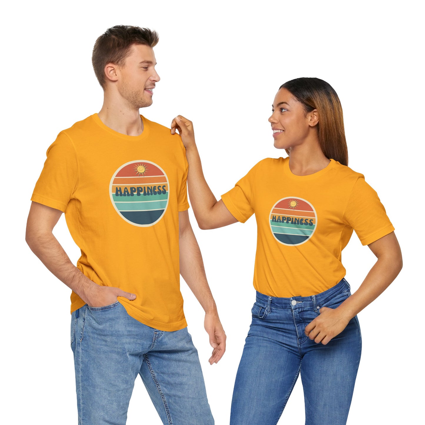 Happiness T-shirt | Unisex Uplifting Positivity Tee | Inspirational Happy Retro Sunshine Shirt |