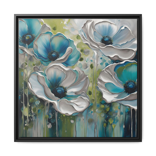 Modern Poppies Print Floral Design Unique Framed Canvas Print Wall Art Flower Lover Gift Nature Lover Gift Wildflower Decor 3 frame colors