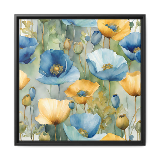 Modern Poppies Print Floral Design Unique Framed Canvas Print Wall Art Flower Lover Gift Nature Lover Gift Wildflower Decor 3 frame colors