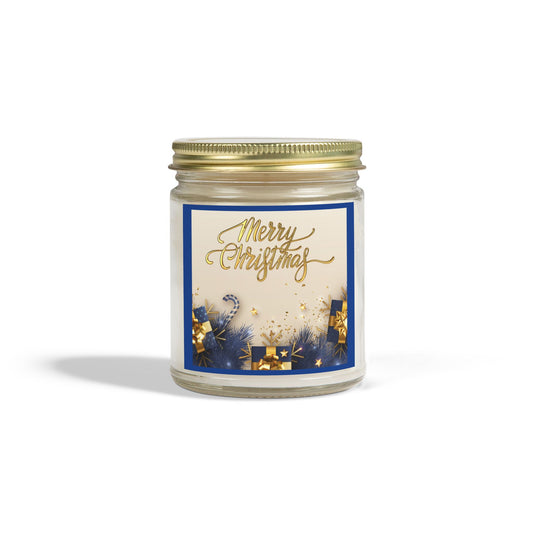 Merry Christmas Scented Candles Holiday Winter Candle Gift Mason Jar Candle Coconut Apricot Wax (4oz, 9oz)