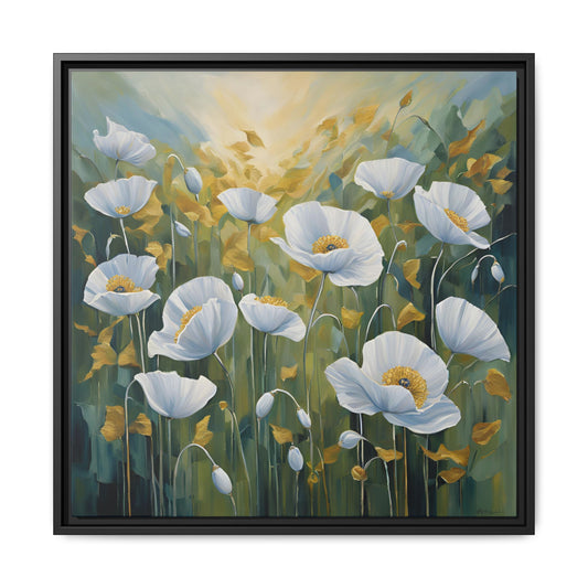 Modern Poppies Print Floral Design Unique Framed Canvas Print Wall Art Flower Lover Gift Nature Lover Gift Wildflower Decor 3 frame colors