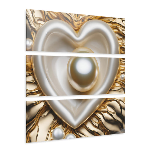 Pearl Heart Design Triptych Acrylic Print Wall Art Nature Lover Gift