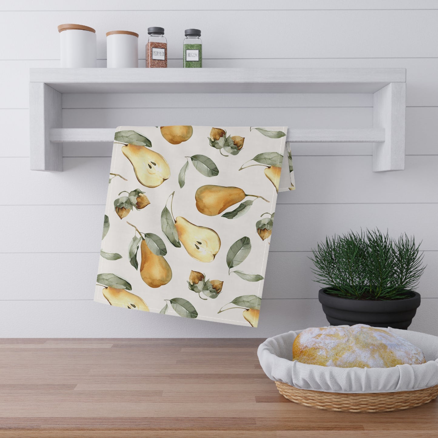 Pears Floral Pastel Kitchen Tea Towel Durable Hand Towel Gift for Flower Lover Whimsical Home Decor Decorative Kitchen Cotton Twill