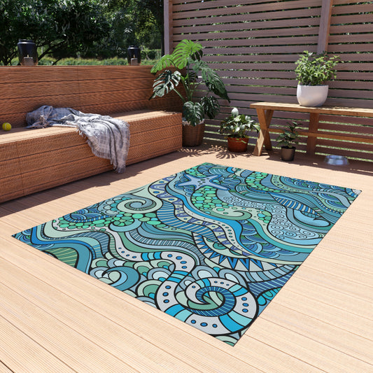 Chenille Outdoor Rug with No-Skid Backing Cozy Colorful Outdoor Carpet Patio Decor Gazebo Rug Pool Area Decor Outdoor Kitchen Carpet