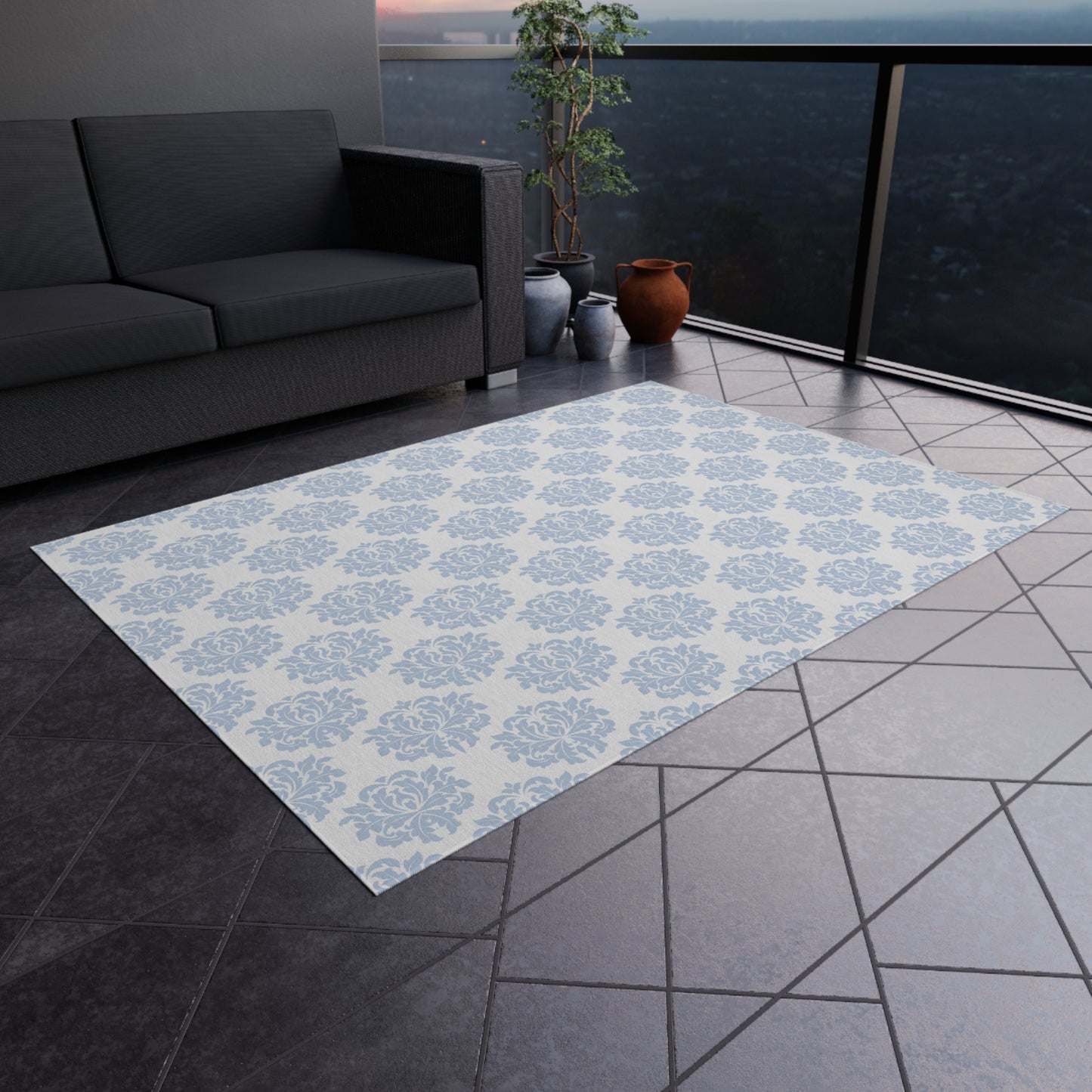 Chenille Print Pattern Outdoor Rug with No-Skid Backing Cozy Outdoor Carpet Patio Decor Gazebo Rug Pool Area Decor Outdoor Kitchen Carpet