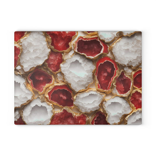 Kitchen Decor Glass Geode-Themed Image Unique Rock Lover Cutting Board Serving Tray Home Cook Gift Colorful Glass Charcuterie Board