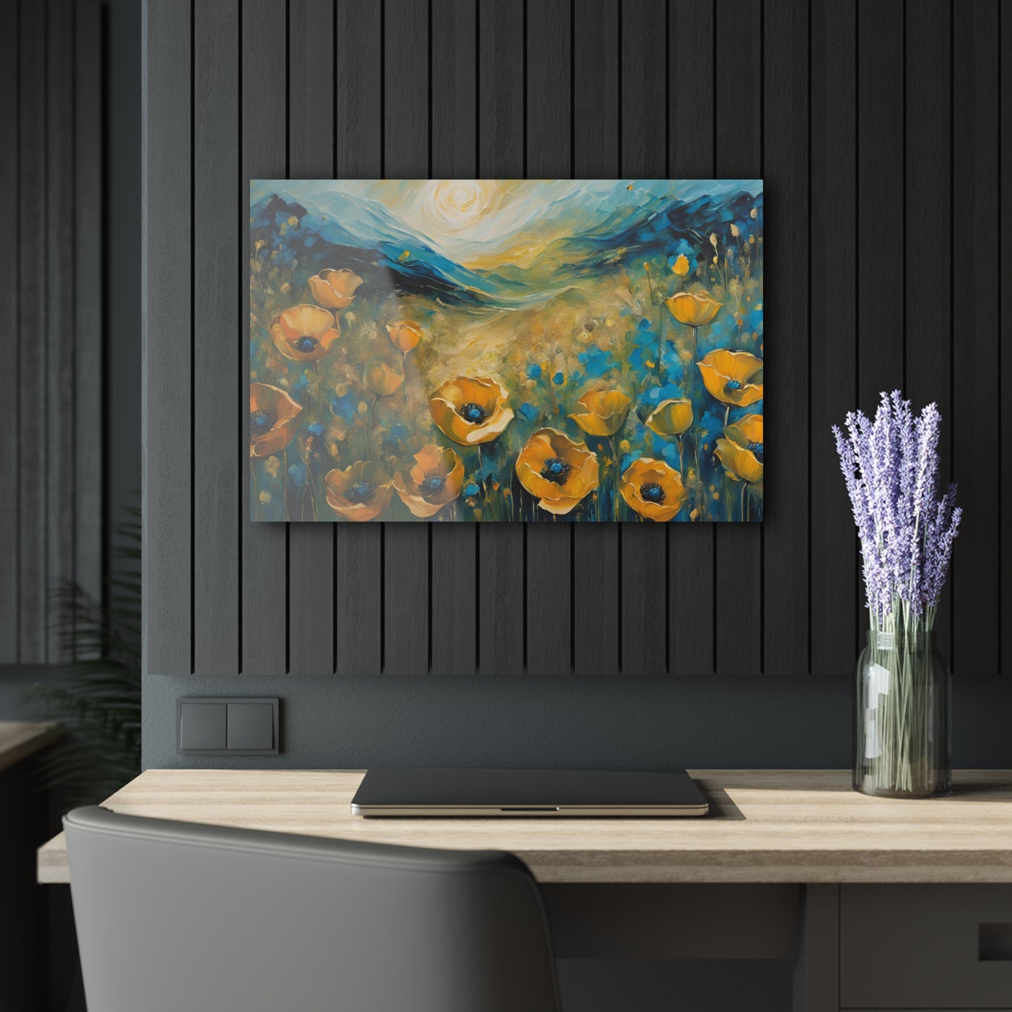 Large Floral Design Acrylic Print with French Cleat Nature Lover Wall Art Flower Lover Gift Outdoors Artwork Modern Garden Home Decor