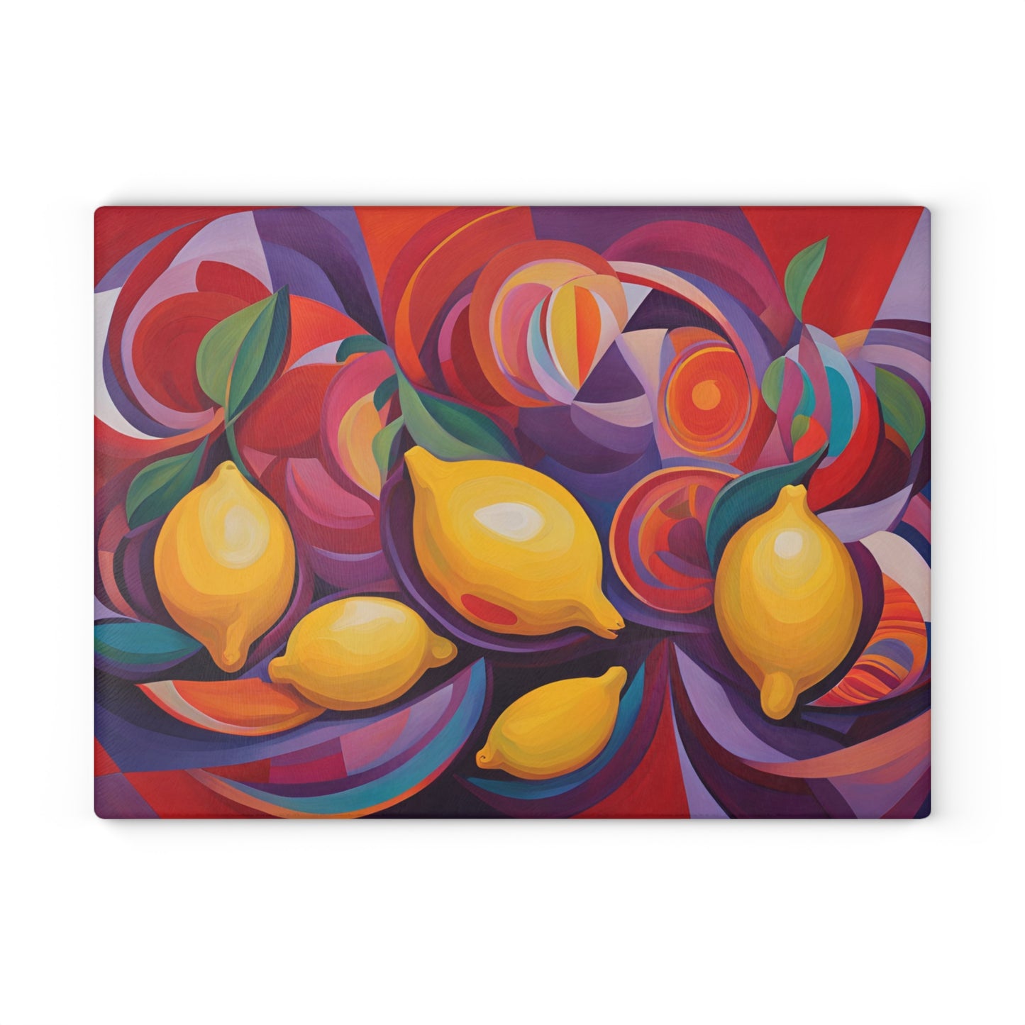 Kitchen Decor Glass Cutting Board Serving Tray with Modern Lemons Image Pattern Cutting Board Gift for Home Cook Charcuterie Board
