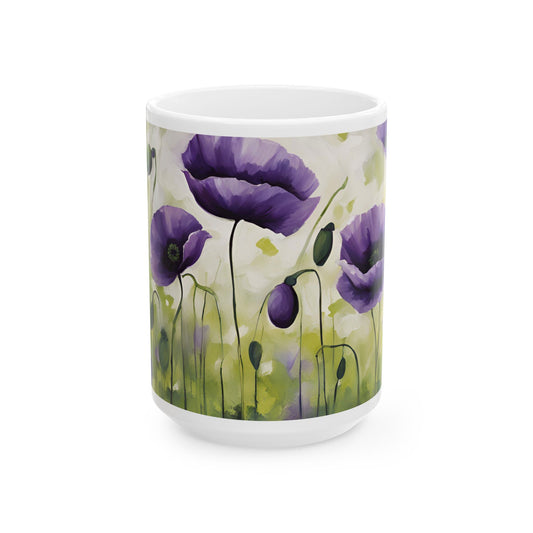 Boho Wildflowers Cottagecore 15-oz Coffee Mug Pressed Flowers Pastel Floral Nature Mug Wildflower Tea Cup Flower Garden Lover Gift for Her