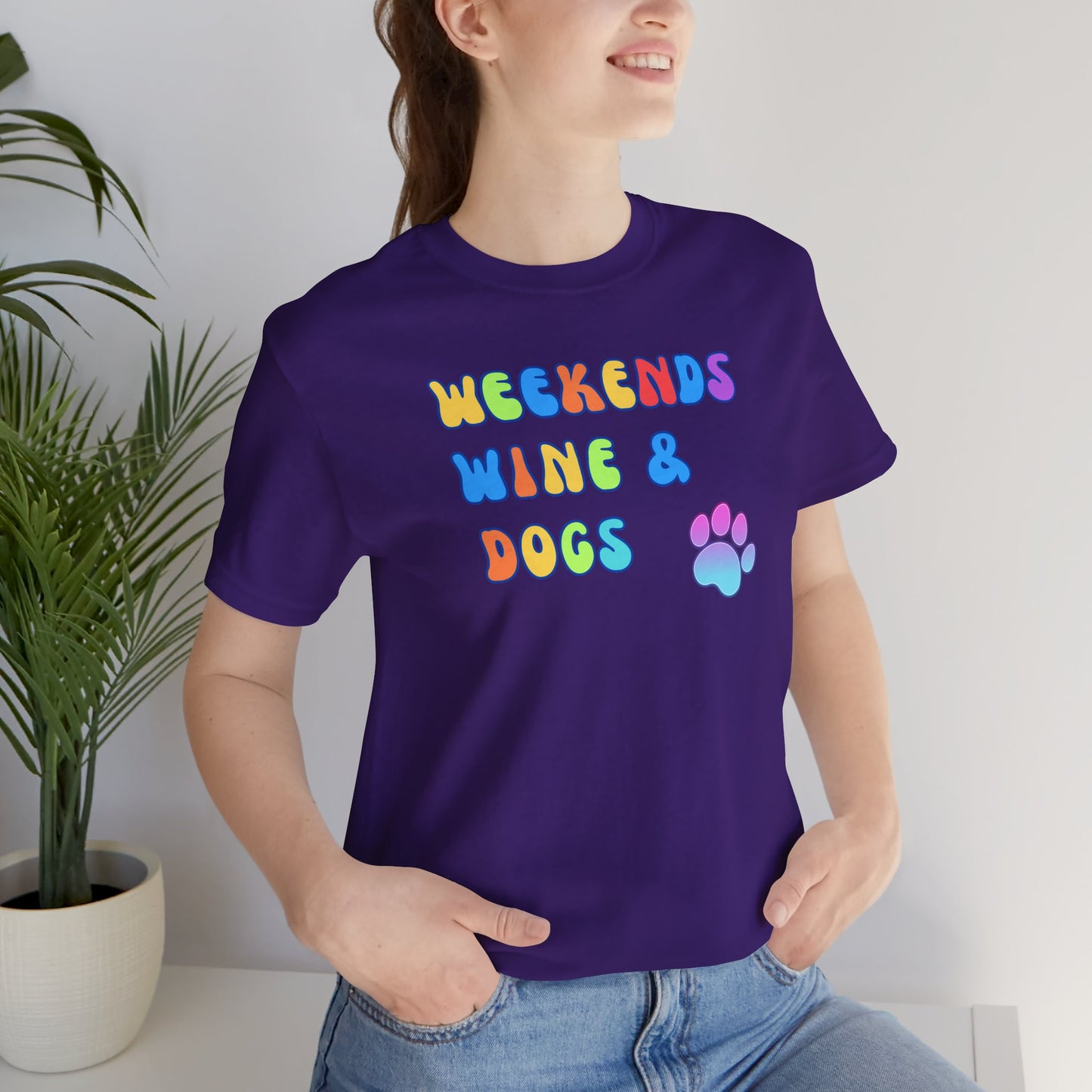 Weekends Wine and Dogs T-shirt | Unisex Funny Culinary Foodie Wine Lover Gift | Dog Lover Shirt |