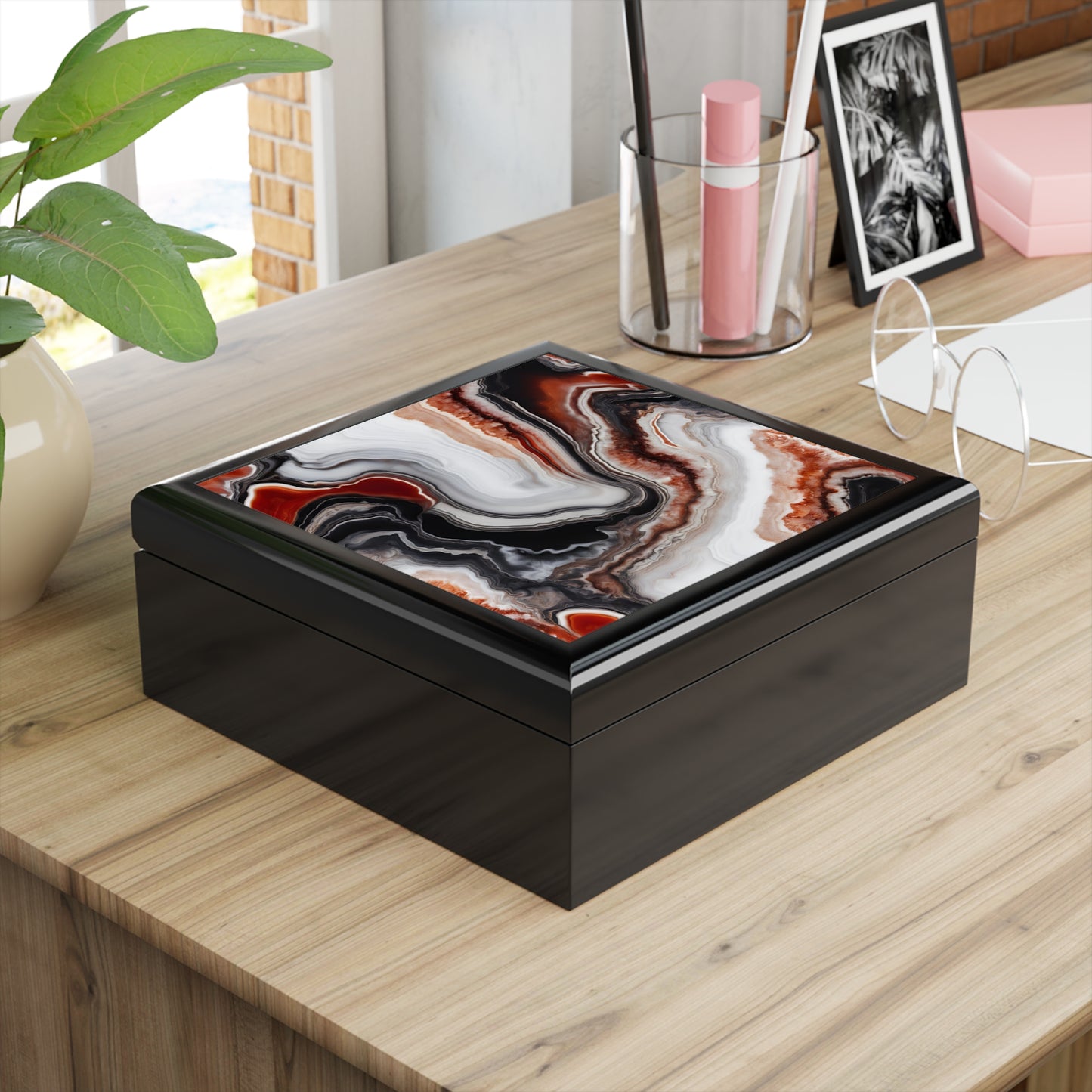 Unique Art Print Design Jewelry Box Trinket Box Bedroom Dresser Decor Vanity Gift Box - 3 colors to choose from