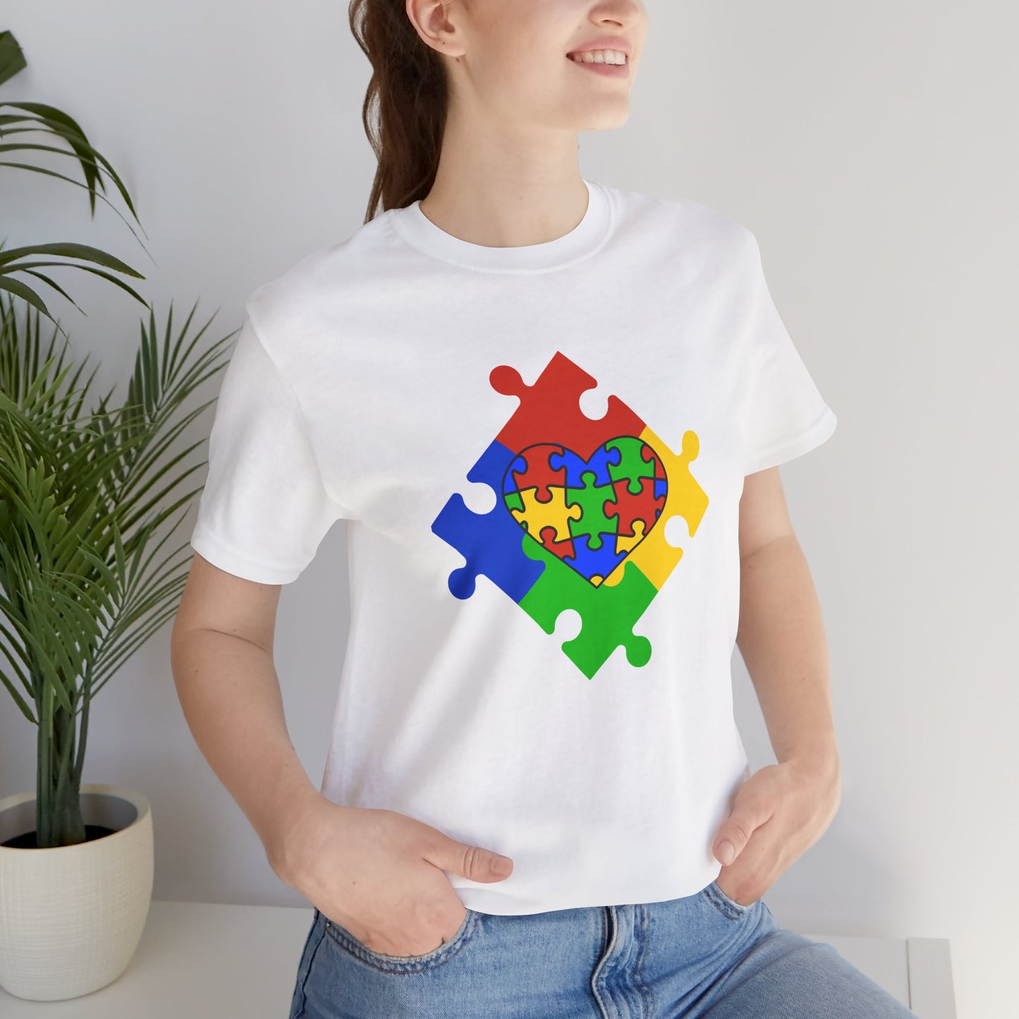 Autism Spectrum Awareness and Love T-Shirt Gift for Teacher Christmas Present Unique Special Needs Gift Unisex Jersey Short Sleeve Tee