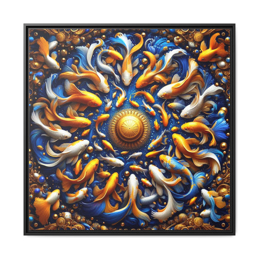 Koi Fish Framed Canvas Print Wall Art Unique Animal Lover Gift Fish Themed Print Goldfish Lover Decor 3 Frame Colors