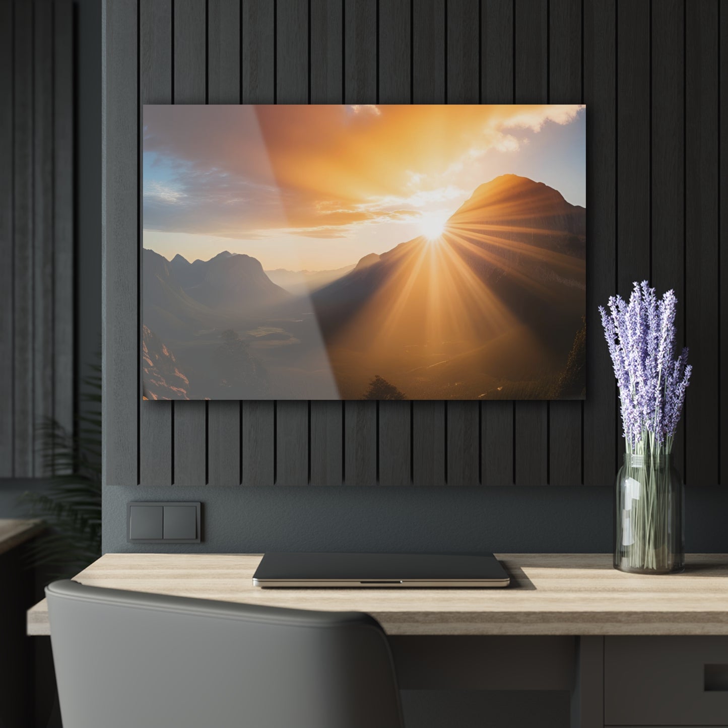 Large Sunrise Sunset Acrylic Print with French Cleat Nature Lover Wall Art Mountain Life Gift Spiritual Zen Artwork Modern Home Decor