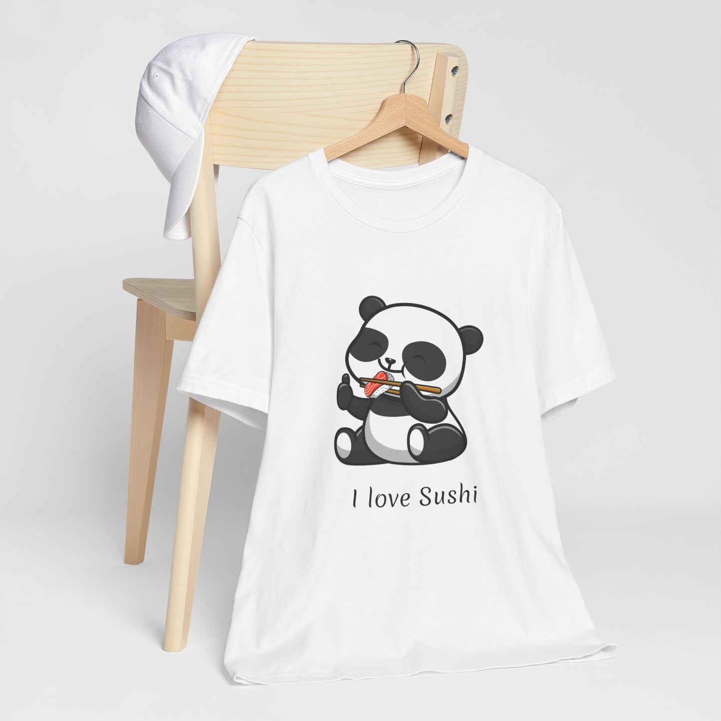 I Love Sushi T-shirt | Funny | Panda Bear | Unisex | Foodie | Culinary | Cute