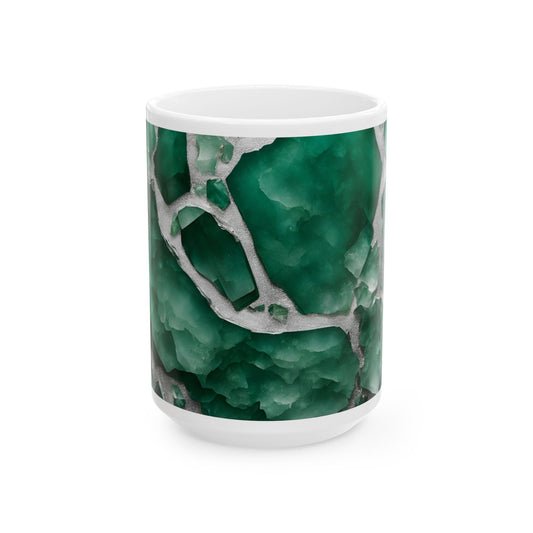 Boho Cottagecore 15-oz Ceramic Coffee Mug Quartz-Inspired Image Pastel Nature Rock Lover Ceramic Tea Cup Flower Garden Lover Gift for Her