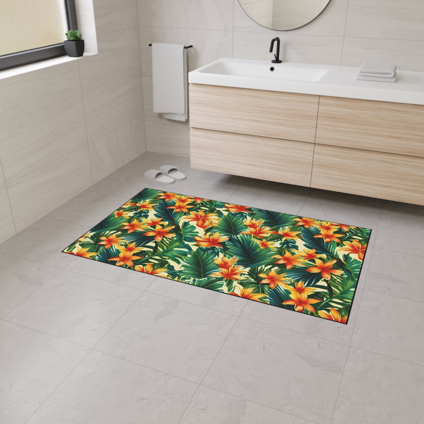 Decorative Heavy Duty Non-Slip Floor Mat Stylish Design Perfect for Entryway Kitchen Décor Garage Rug Tropical Bathroom Floor Door Mat