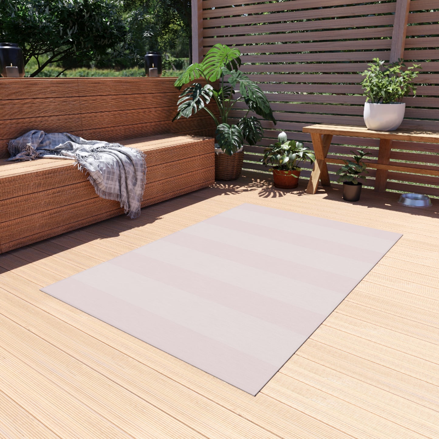 Pastel Pink Chenille Outdoor Rug with No-Skid Backing Cozy Outdoor Carpet Patio Decor Gazebo Rug Pool Area Decor Outdoor Kitchen Carpet