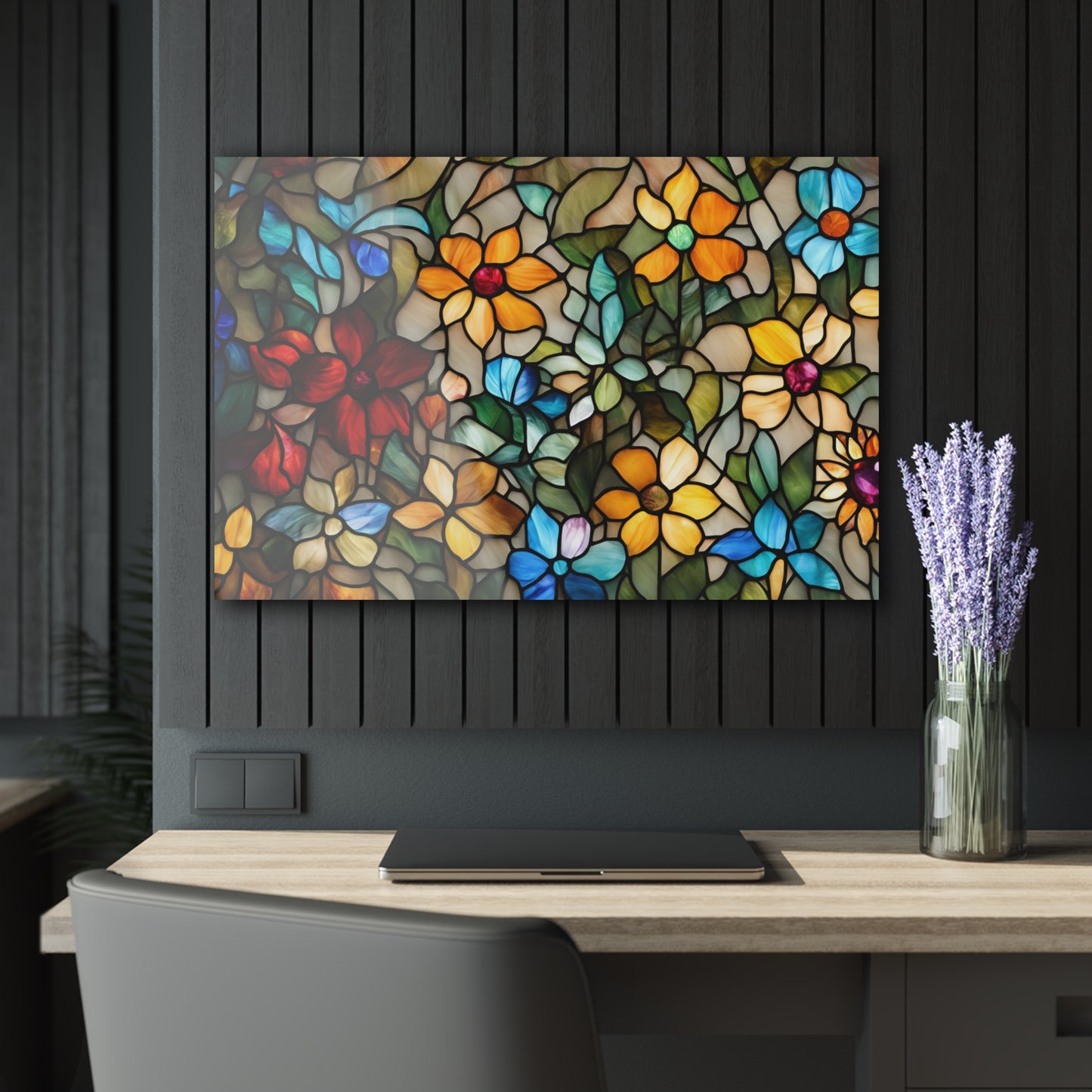Large Floral Design Acrylic Print with French Cleat Nature Lover Wall Art Flower Lover Gift Outdoors Artwork Modern Garden Home Decor