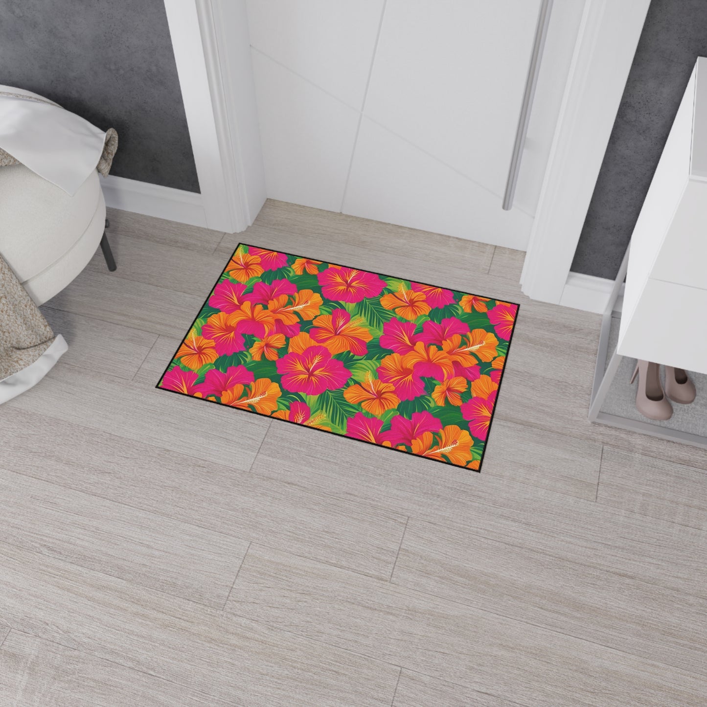 Decorative Heavy Duty Non-Slip Floor Mat Stylish Design Perfect for Entryway Kitchen Décor Beachy Hawaiian Rug Tropical Bathroom Floor