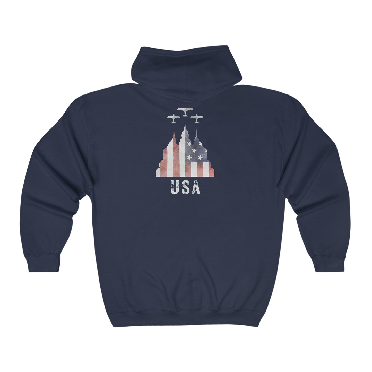 USA Flag Hoodie | Unisex | Patriotic | 4th of July | Americana | Air Force Jet Airplanes | Military |