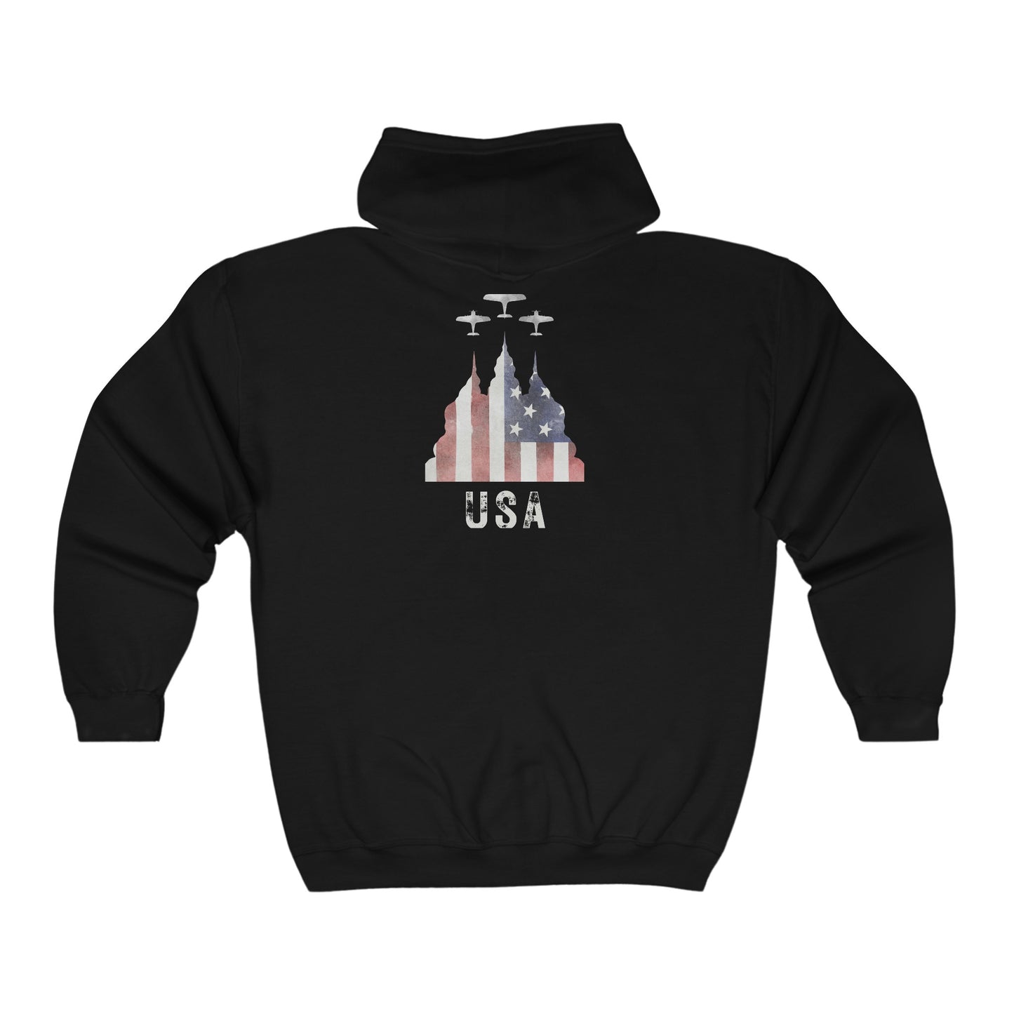 USA Flag Hoodie | Unisex | Patriotic | 4th of July | Americana | Air Force Jet Airplanes | Military |