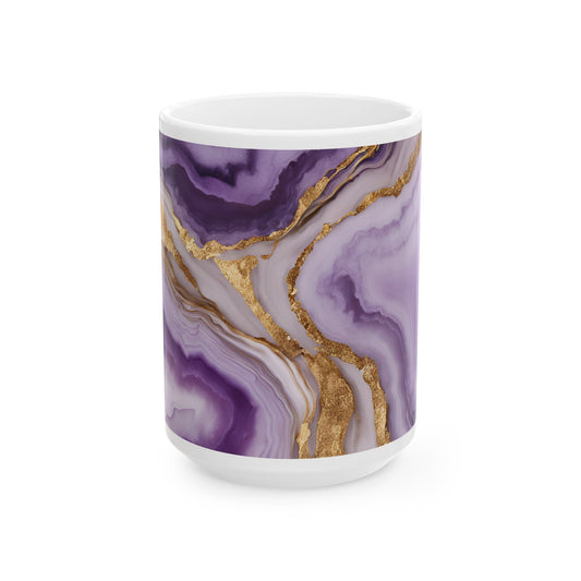 Boho Cottagecore 15-oz Ceramic Coffee Mug Quartz-Inspired Image Pastel Nature Rock Lover Ceramic Tea Cup Flower Garden Lover Gift for Her