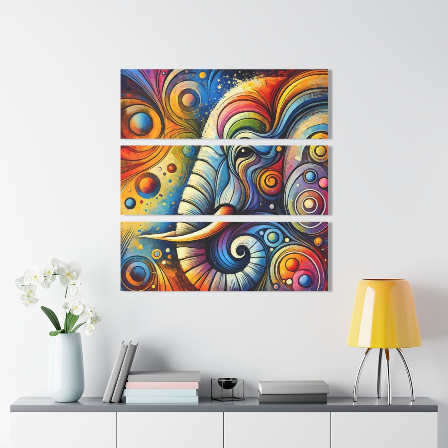 Acrylic Elephant Face Colorful Modern Art Style Design Triptych 3-Panel Acrylic Print Wall Art Nature Lover Gift Animal Lover African Gift
