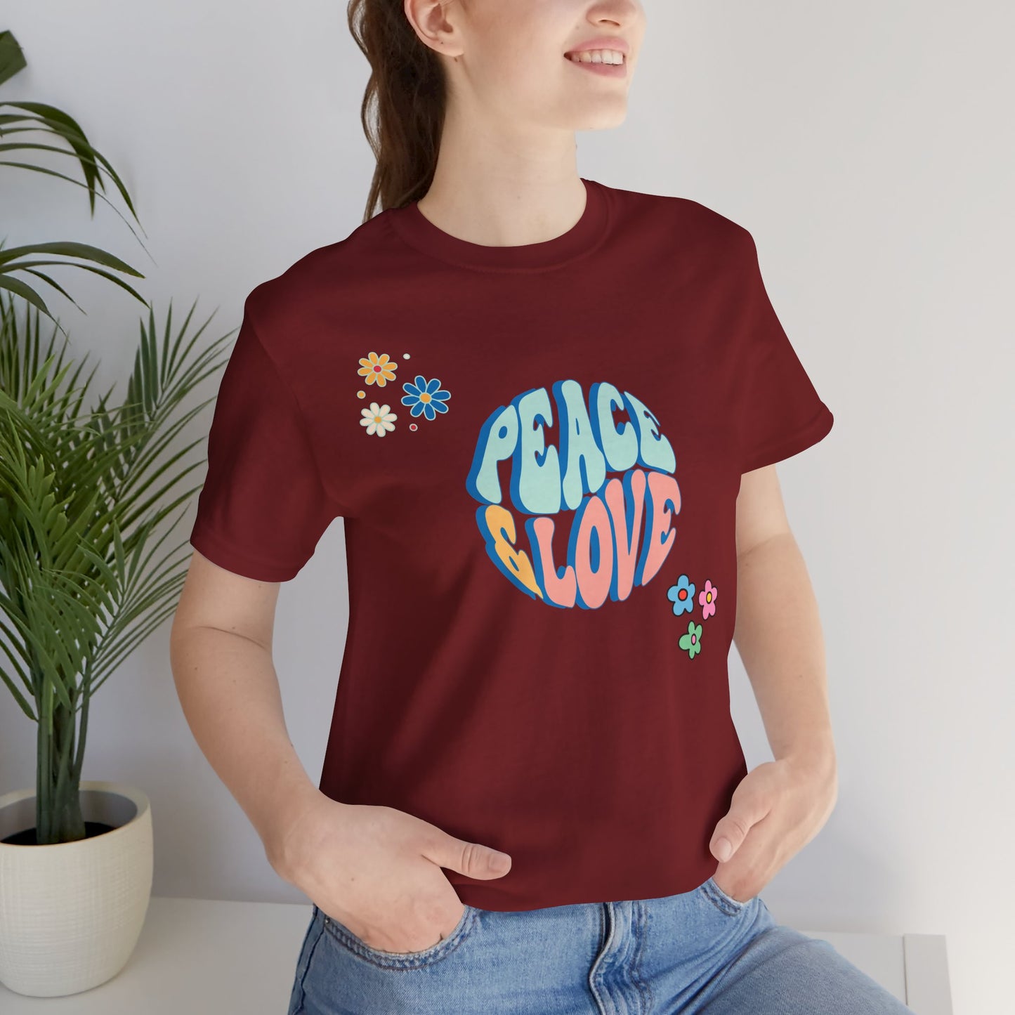 Peace and Love T-shirt | Unisex Retro Happy Inspirational Uplifting Hopeful Gift Tee |
