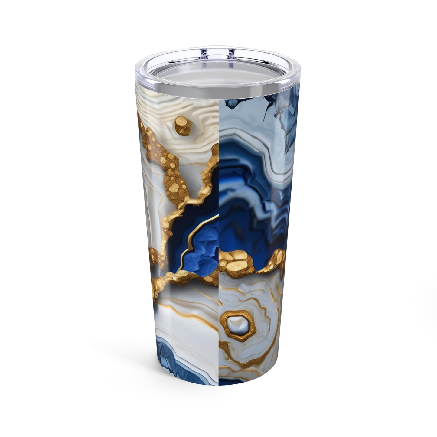Blue, White and Gold Geode Design 20 oz Tumbler Nature Lover Gift Geology Rock Lover Insulated Stainless Hot or Cold Marble Design Tumbler
