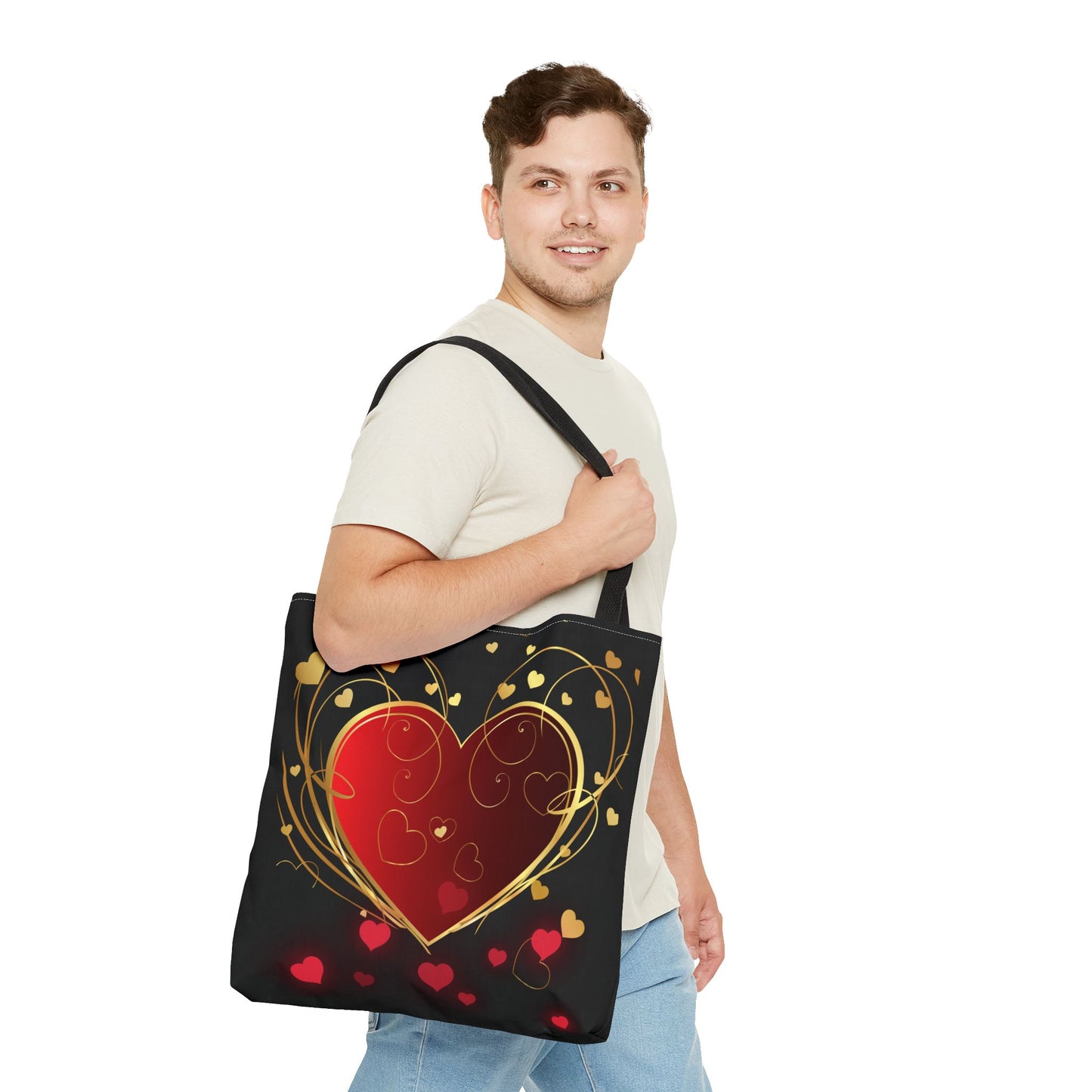 Heart Tote Bag | Carryall | Red and Gold | Love | Happiness | Friendship |