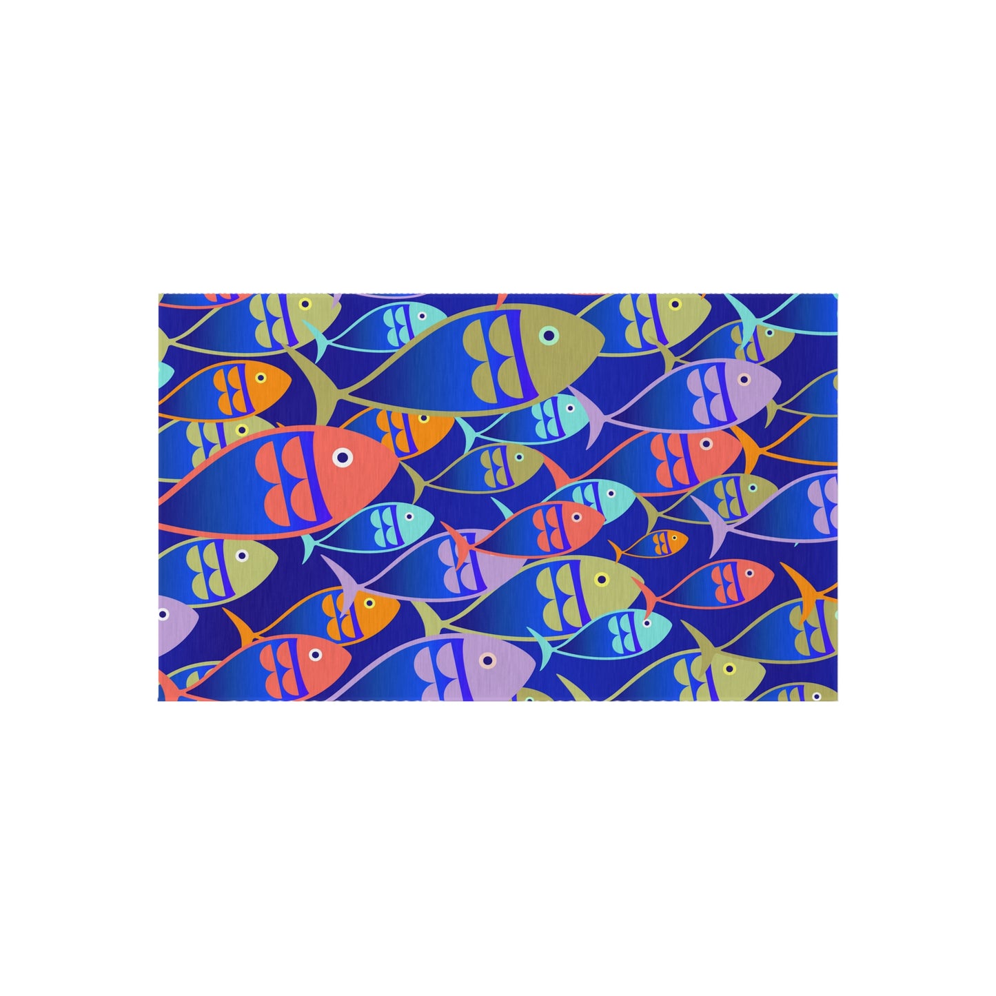 Fish Design Chenille Outdoor Rug with No-Skid Backing Cozy Outdoor Patio Carpet Oceanic Decor Gazebo Rug Pool Area Decor Kitchen Carpet